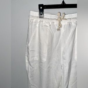 Linen/Cotton Elastic Waist Loose Leg Pants!